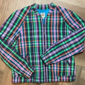 Anne Klein Plaid Zip Up Lightweight Golf Tennis Jacket Womens Small Multicolor